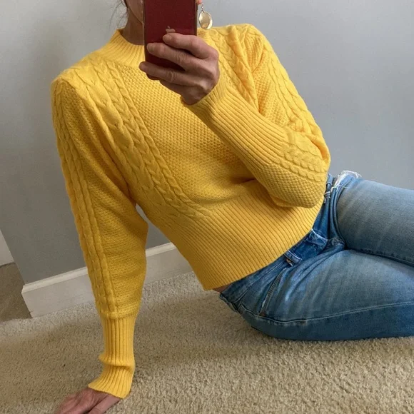 Bright Yellow Ribbed Long Sleeve Sweater - Picture 5 of 11